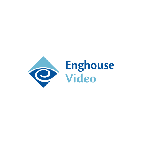 Enghouse Video logo featuring a blue diamond-shaped icon with a stylized swirl inside, next to the words ‘Enghouse Video’ in dark and light blue on a white background.